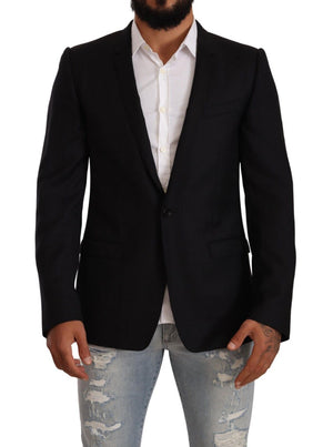 Schwarzer einreihiger Anzug aus Wolle, GOLD-Jacke