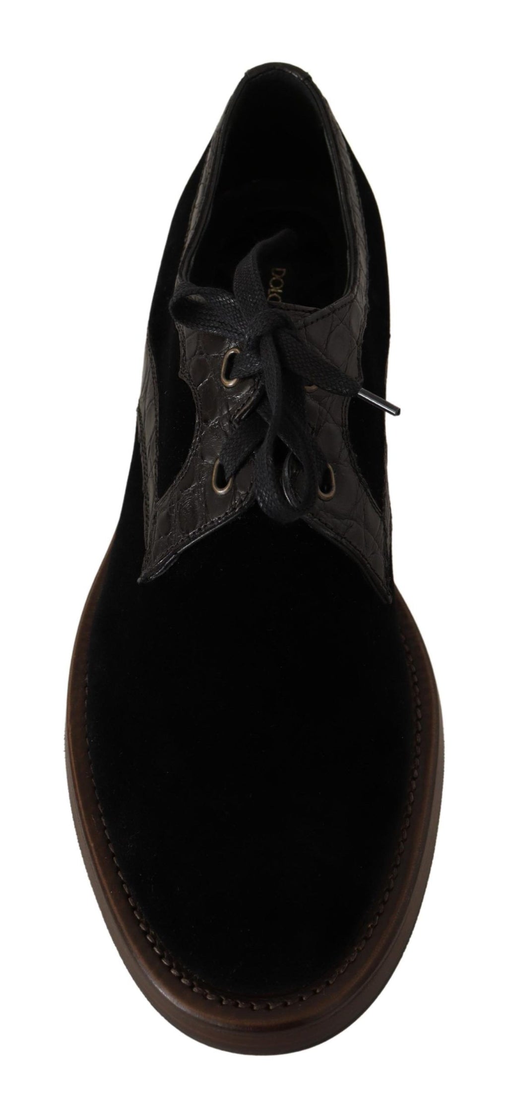 Schwarze Samtschuhe aus exotischem Leder
