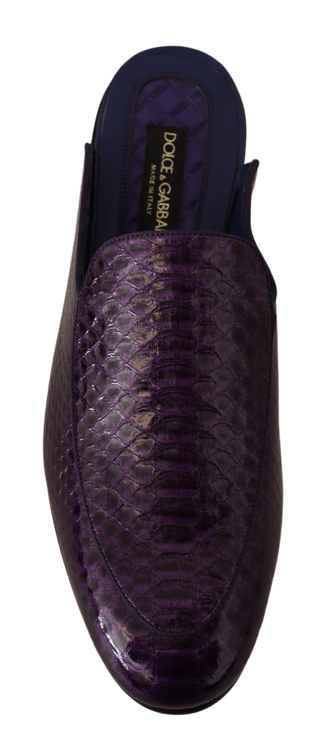 Lila Exotische Leder Flats Slides Schuhe