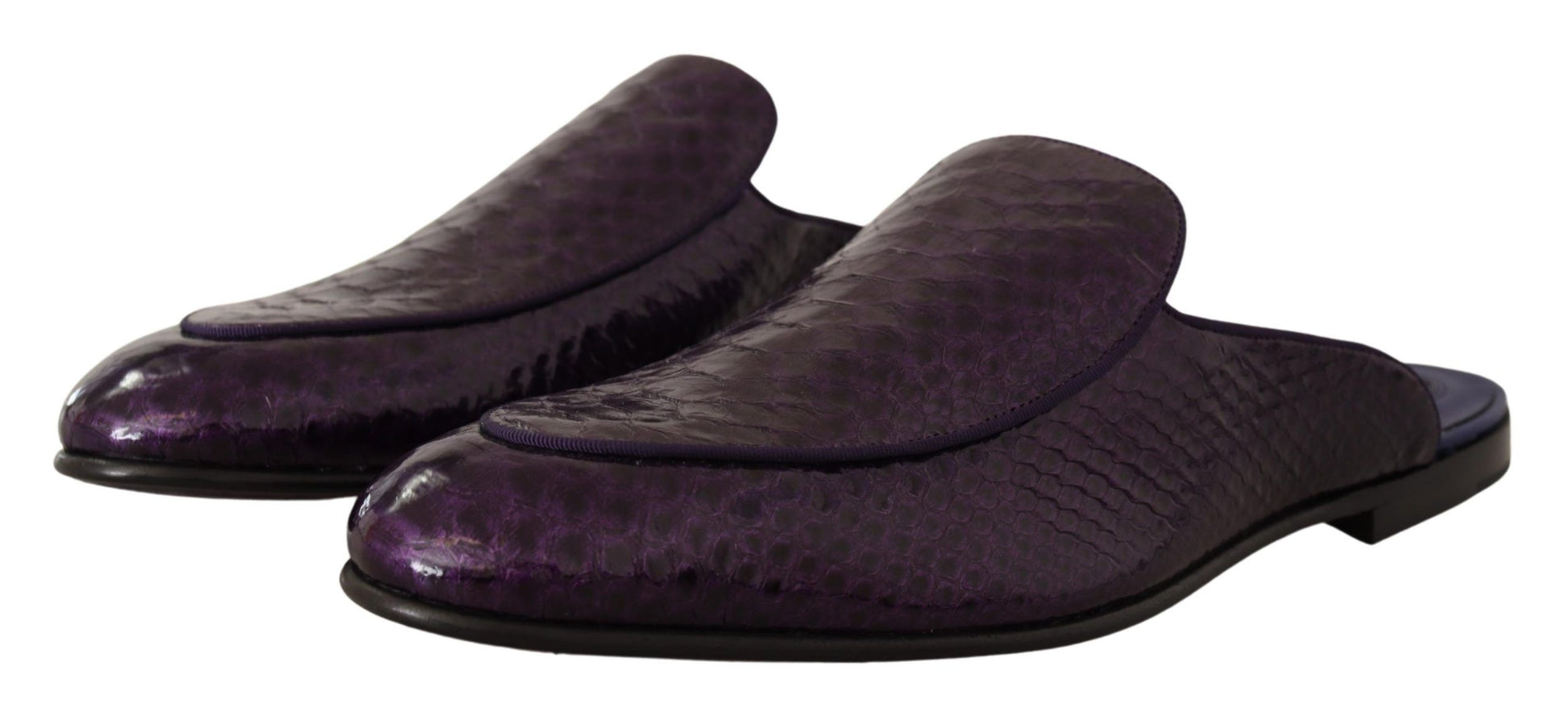 Lila Exotische Leder Flats Slides Schuhe