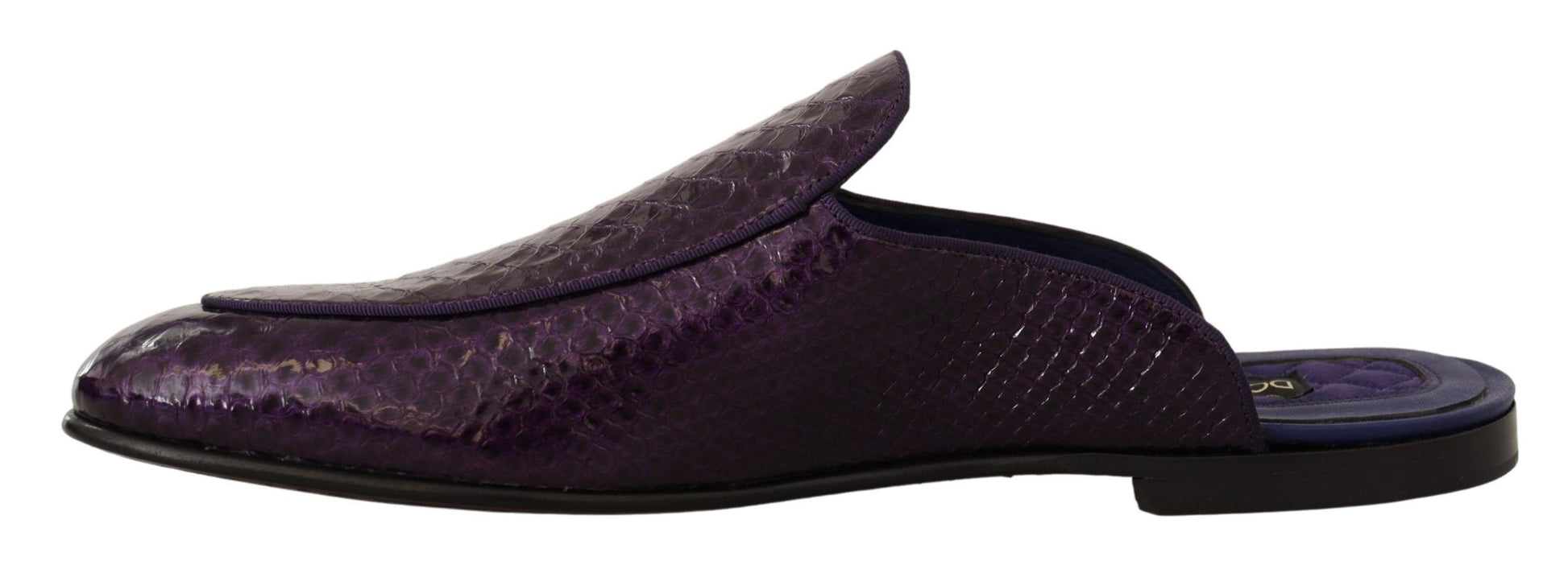 Lila Exotische Leder Flats Slides Schuhe