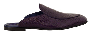 Lila Exotische Leder Flats Slides Schuhe