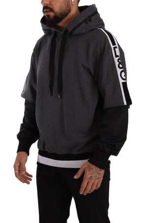 Grau-schwarzer Kapuzenpullover #DGMILLENNIALS aus Baumwolle