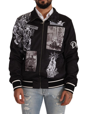 Schwarzer Superstizione-Pullover mit Reißverschluss und Logo