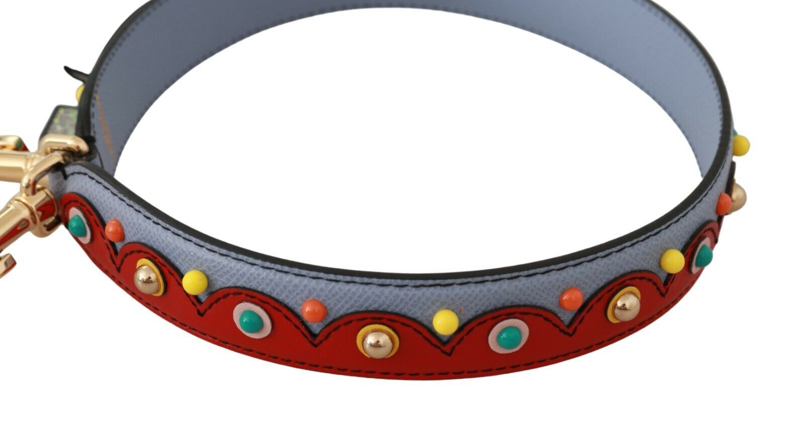 Blauer und roter Schultergurt aus Leder, blaues Handtaschen-Accessoire