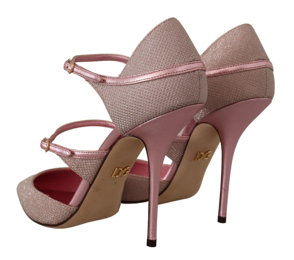 Pinke Mary-Jane-Sandalen mit Glitzer