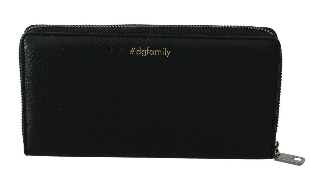Schwarz-blaues Leder #DGFAMILY Continental-Geldbörse mit Reißverschluss