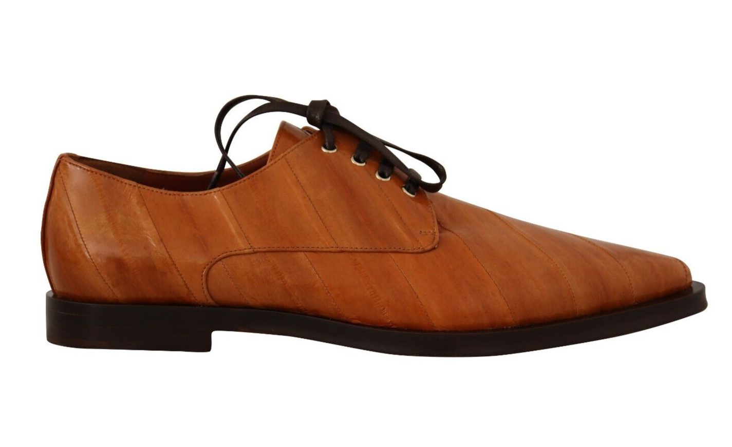 Braune formelle Schnürschuhe aus Aalleder