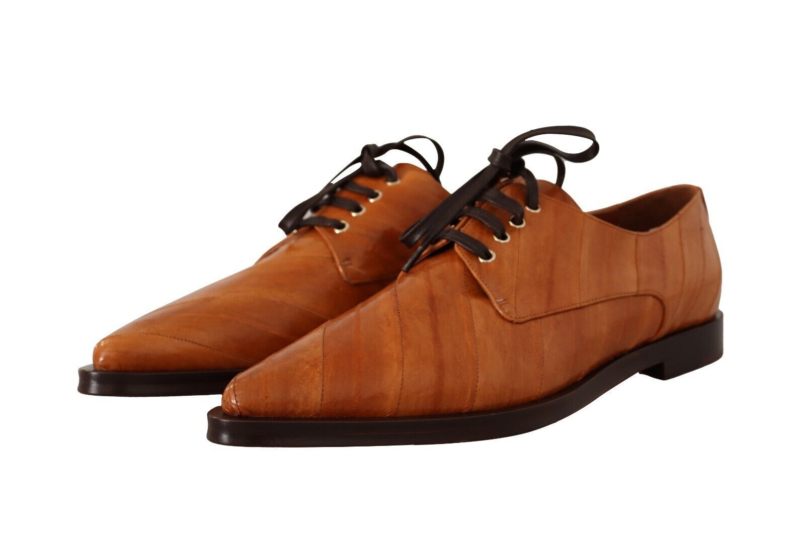 Braune formelle Schnürschuhe aus Aalleder