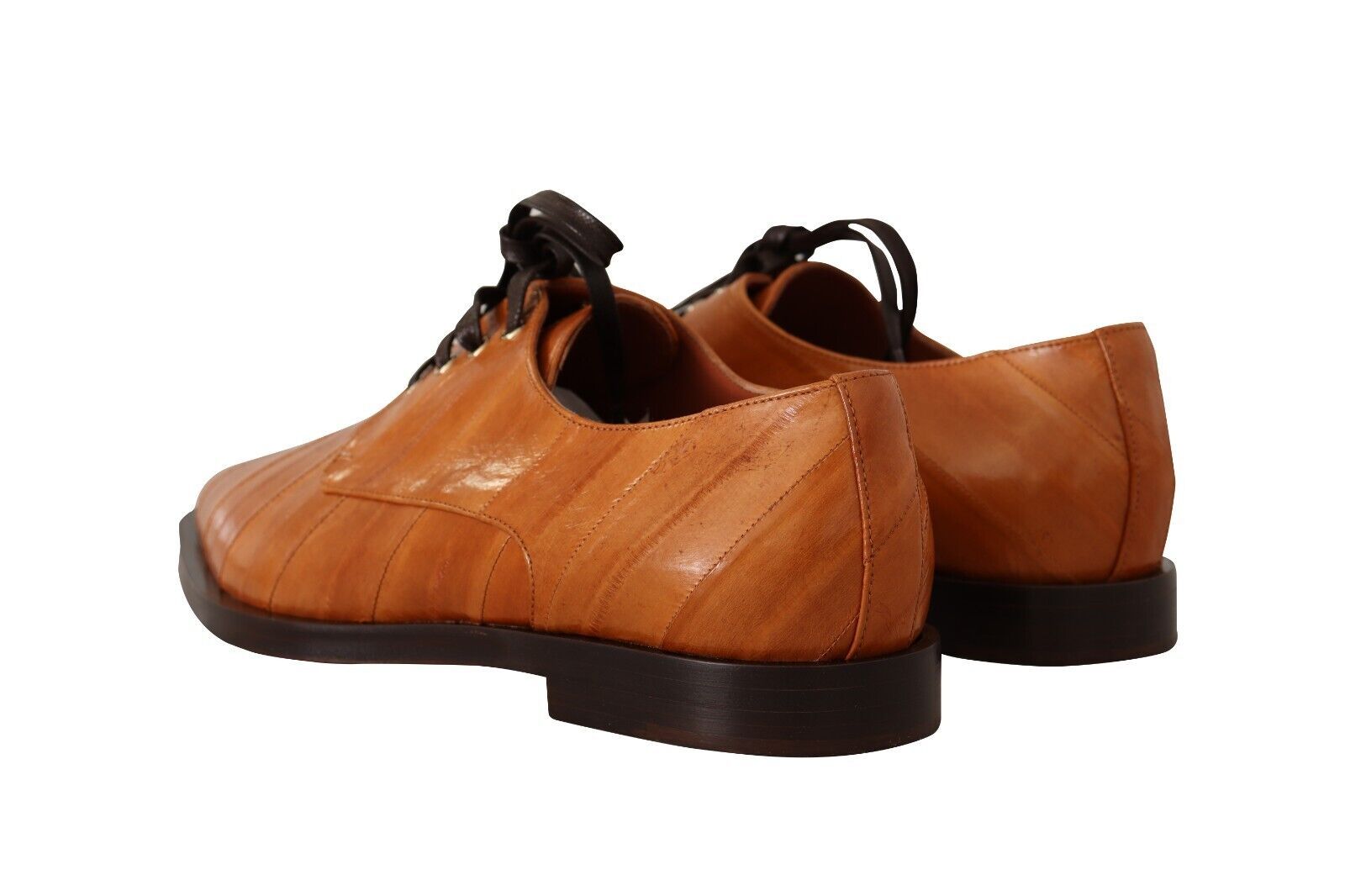 Braune formelle Schnürschuhe aus Aalleder