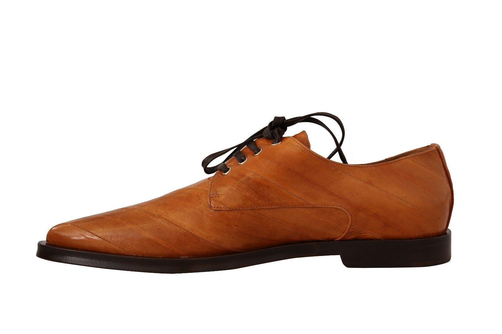 Braune formelle Schnürschuhe aus Aalleder