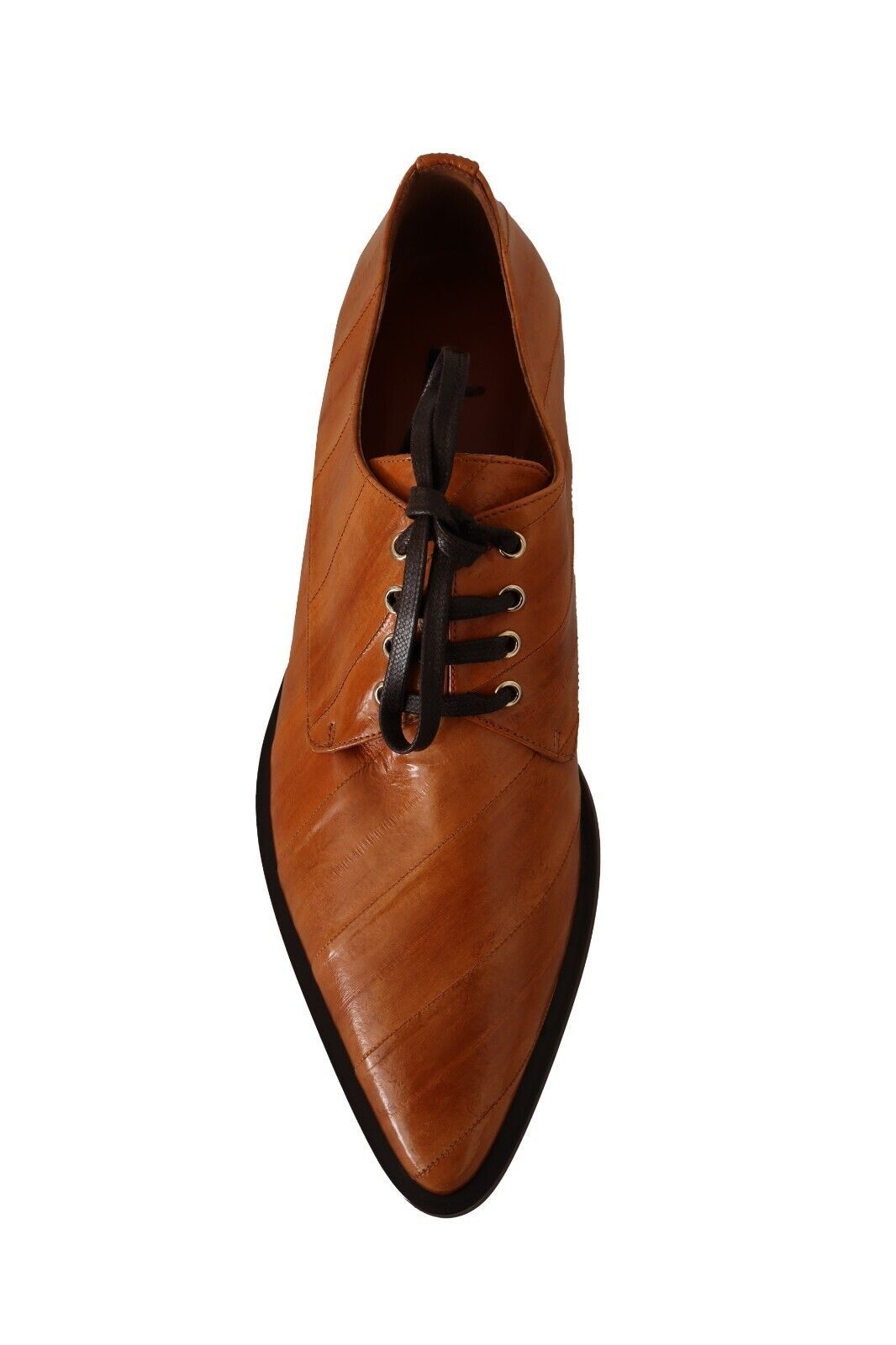 Braune formelle Schnürschuhe aus Aalleder