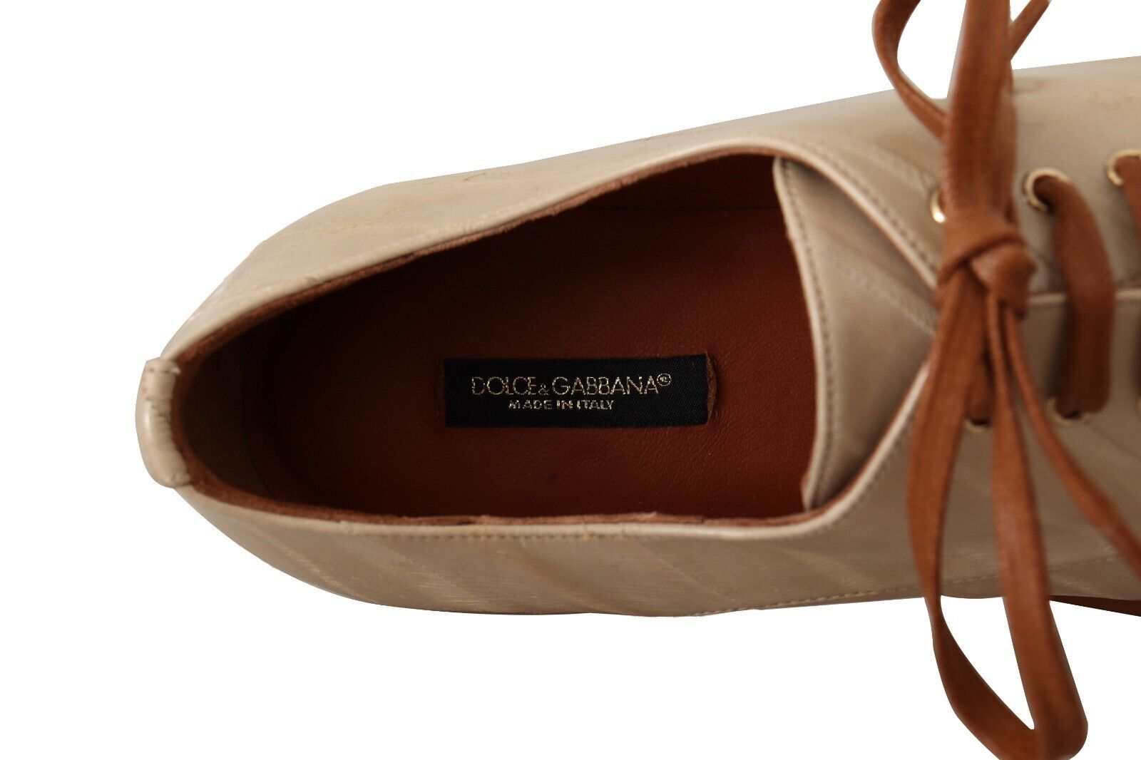 Weiße, formelle flache Schnürschuhe aus Aalleder