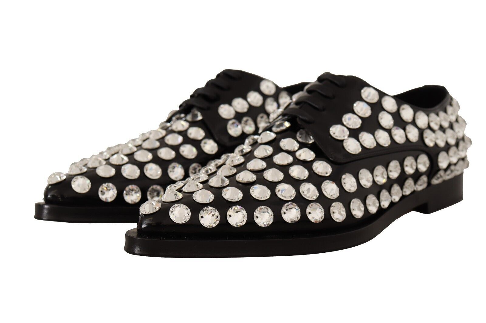 Schwarze formelle Schnürschuhe aus Leder mit Kristallen
