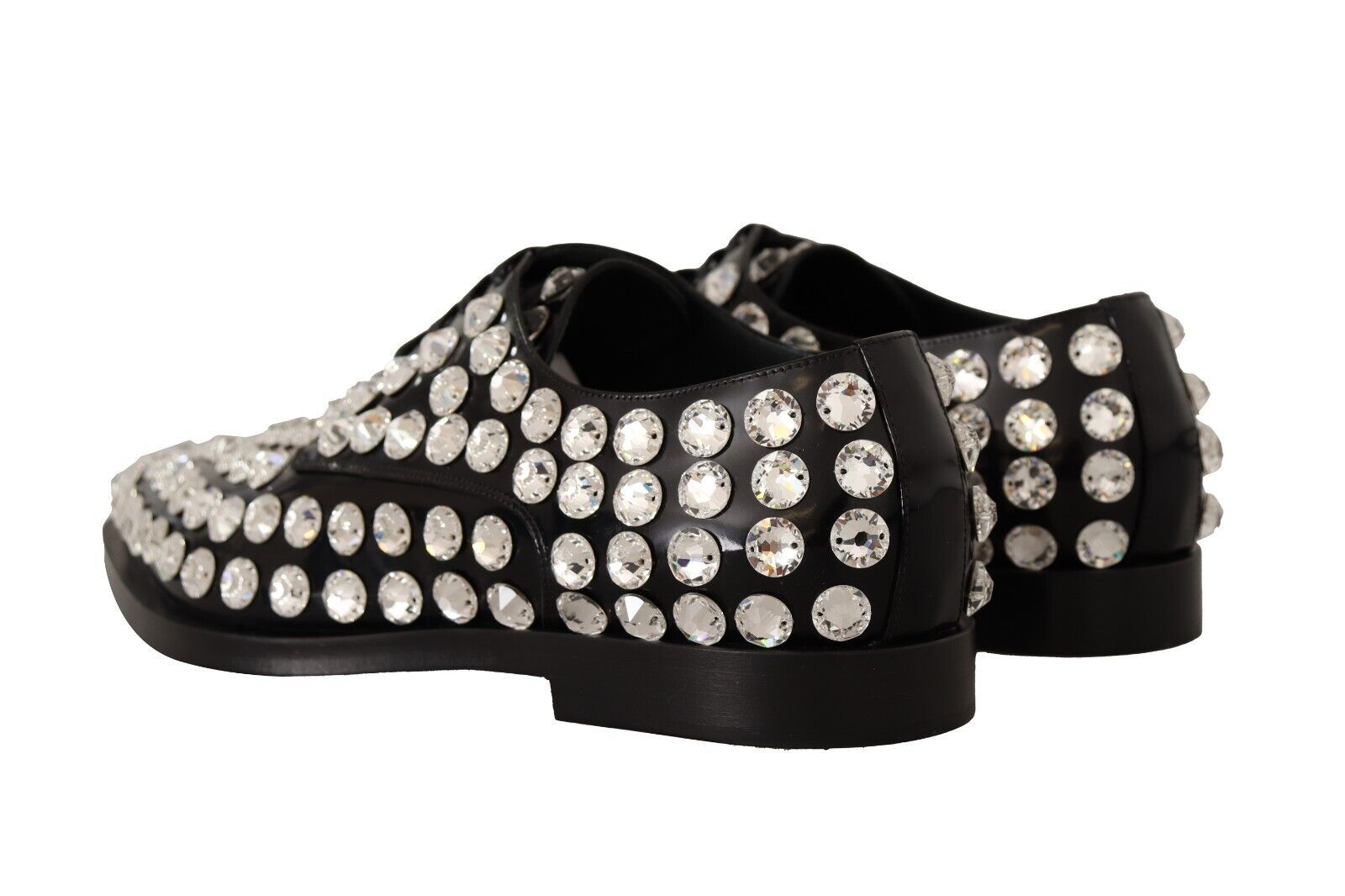 Schwarze formelle Schnürschuhe aus Leder mit Kristallen