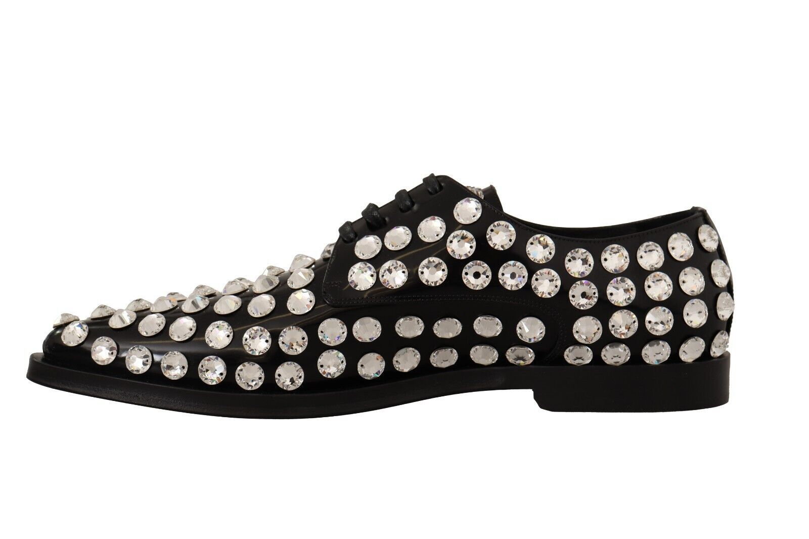 Schwarze formelle Schnürschuhe aus Leder mit Kristallen