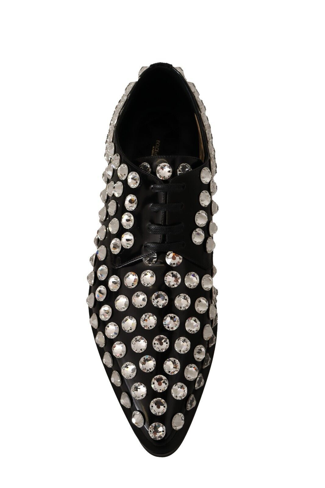 Schwarze formelle Schnürschuhe aus Leder mit Kristallen