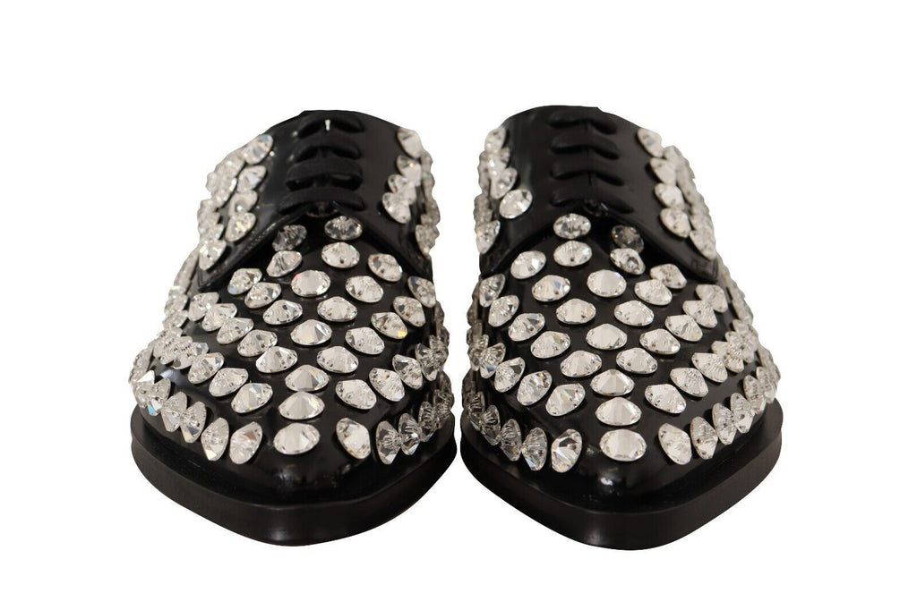 Schwarze formelle Schnürschuhe aus Leder mit Kristallen