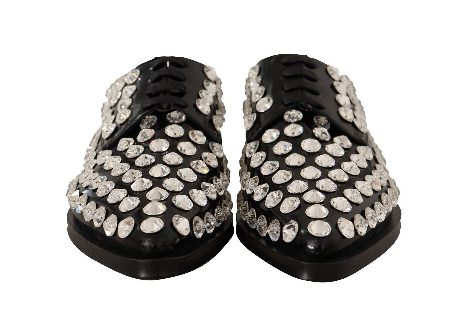 Schwarze formelle Schnürschuhe aus Leder mit Kristallen