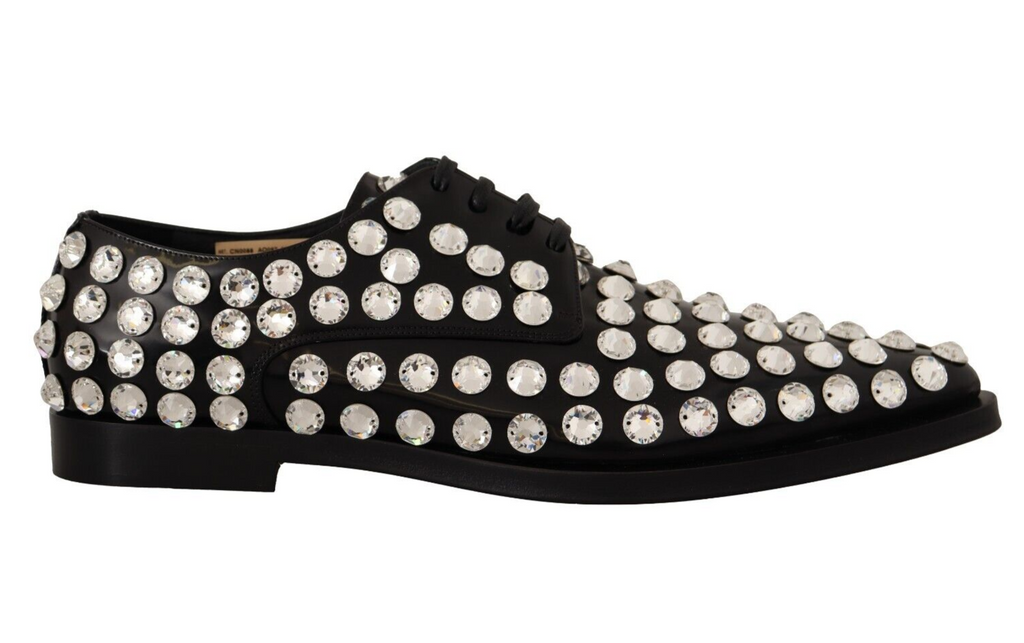 Schwarze formelle Schnürschuhe aus Leder mit Kristallen