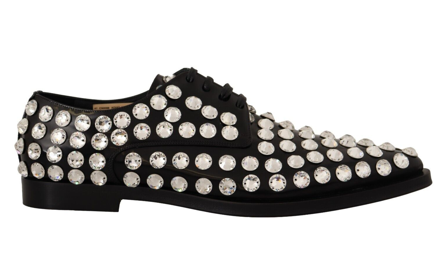 Schwarze formelle Schnürschuhe aus Leder mit Kristallen