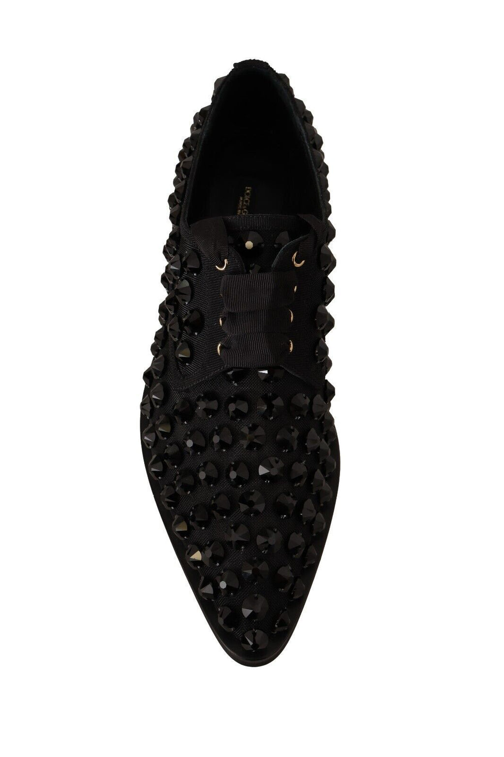 Schwarze, formelle flache Schnürschuhe mit Nieten
