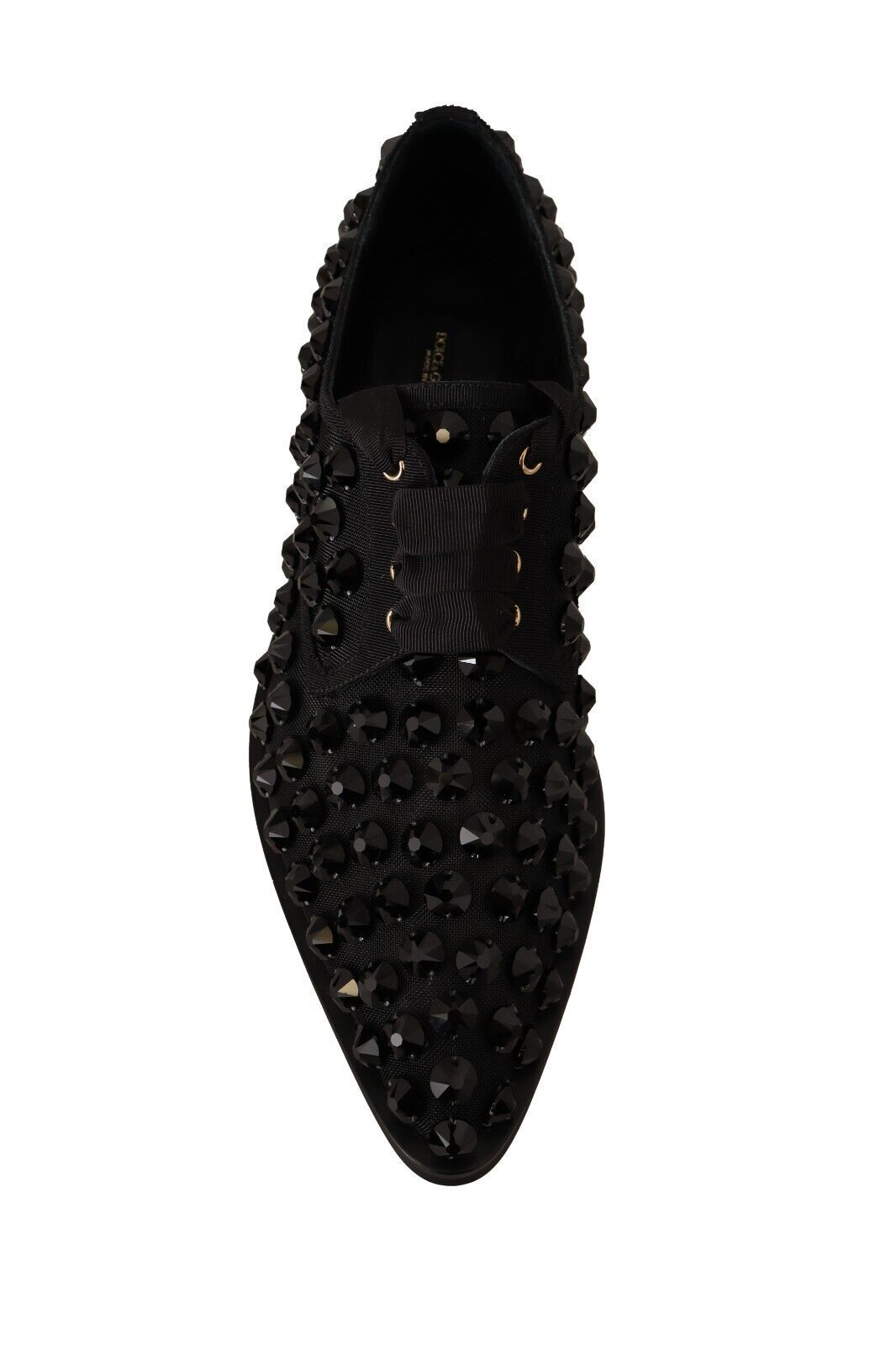 Schwarze, formelle flache Schnürschuhe mit Nieten