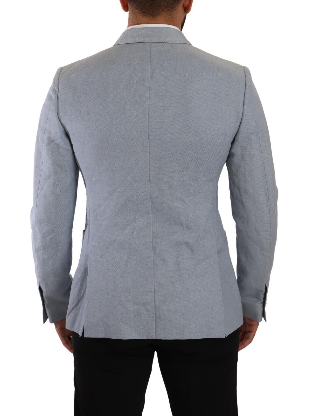 Blauer Slim Fit-Jackenmantel aus Baumwollleinen