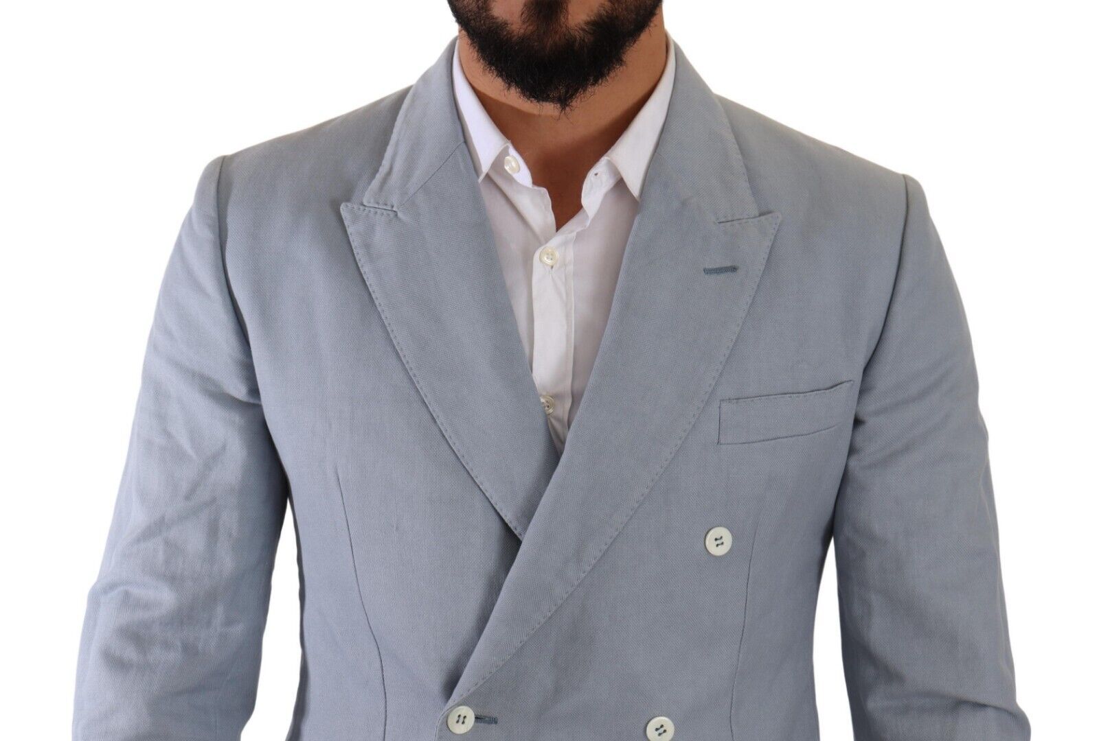 Blauer Slim Fit-Jackenmantel aus Baumwollleinen