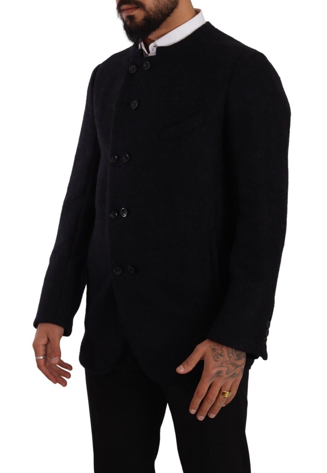 Graue Alpaka Button Down Herren Manteljacke