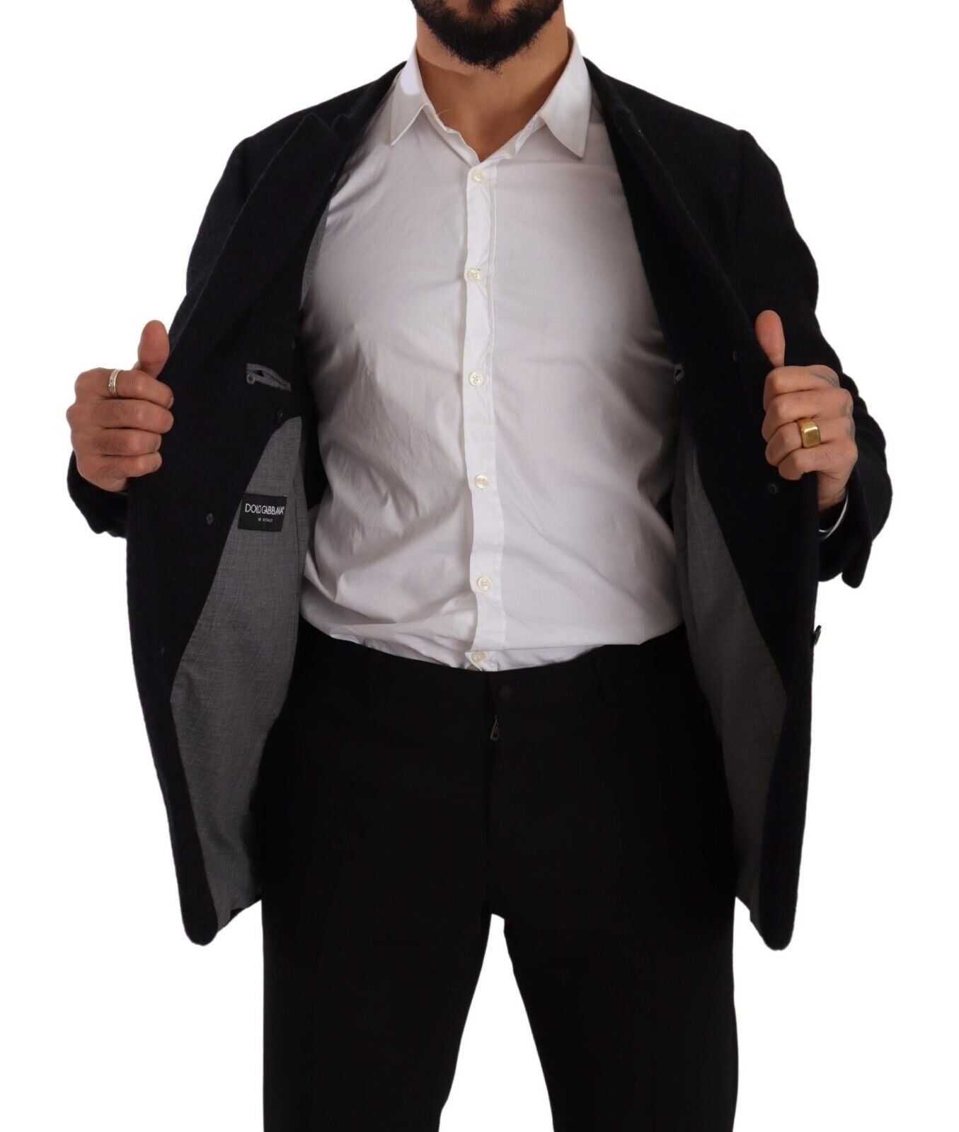 Graue Alpaka Button Down Herren Manteljacke