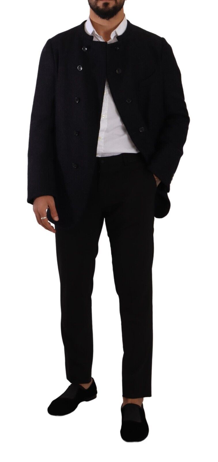 Graue Alpaka Button Down Herren Manteljacke