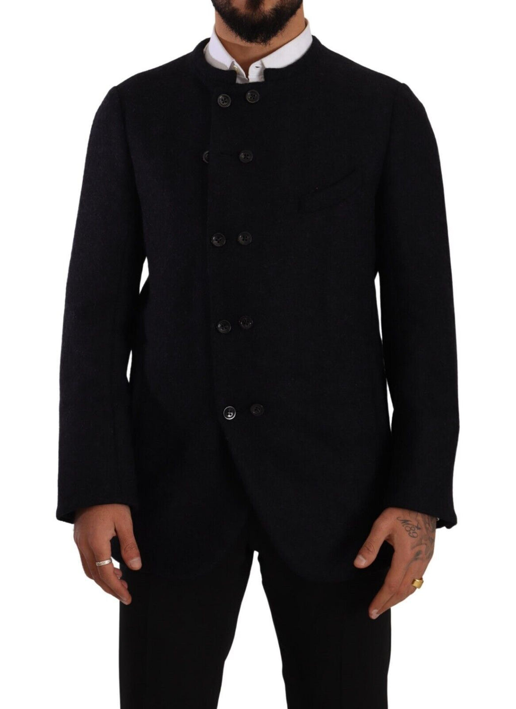 Graue Alpaka Button Down Herren Manteljacke
