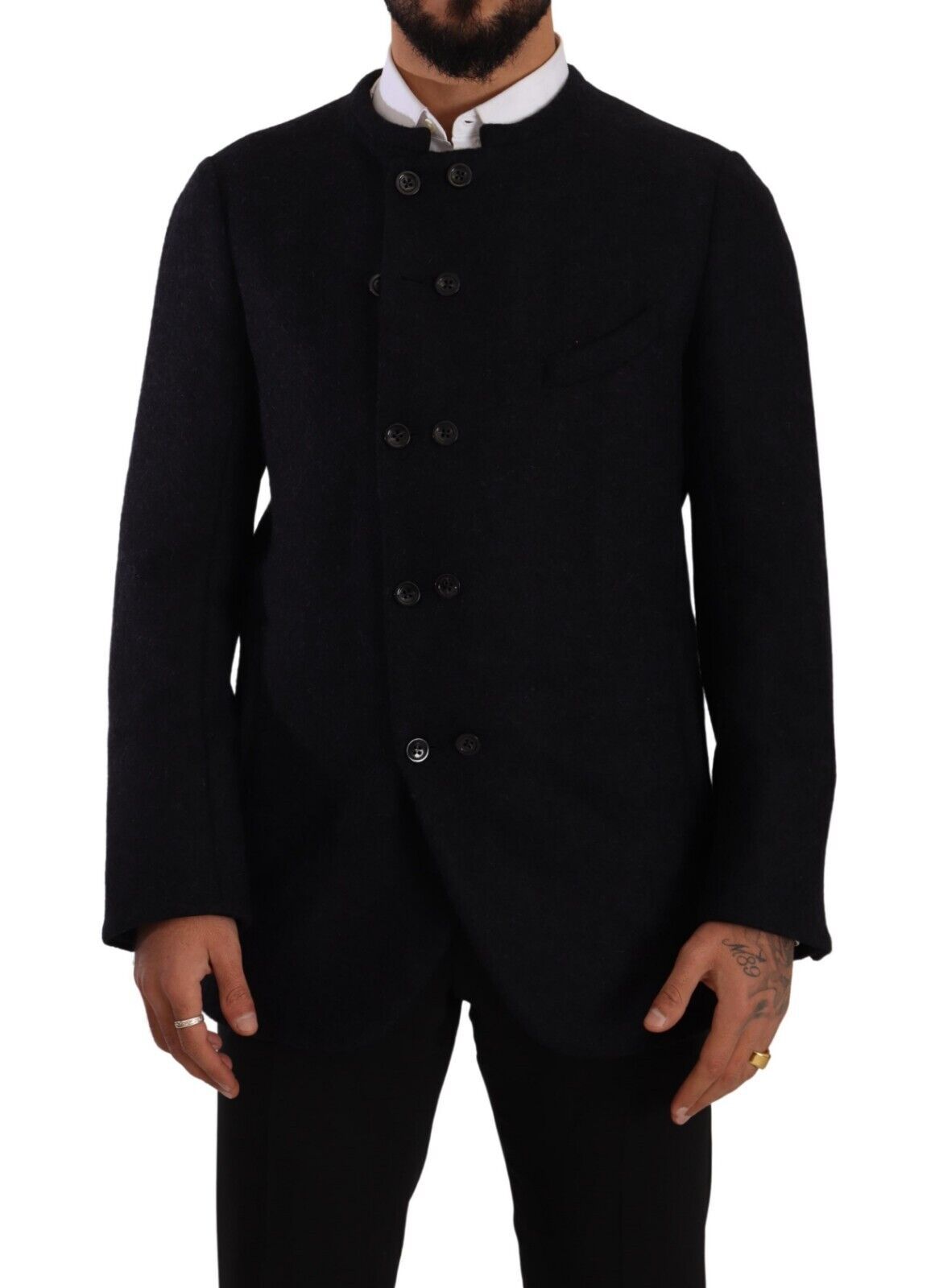 Graue Alpaka Button Down Herren Manteljacke