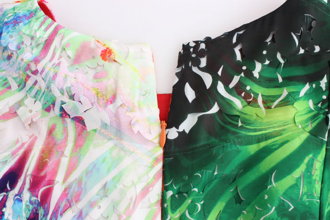 Mehrfarbiges Etuikleid aus Organza