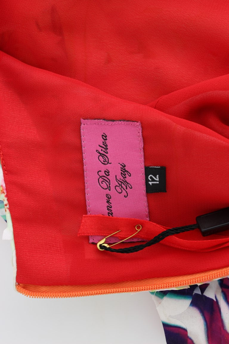 Mehrfarbiges Etuikleid aus Organza