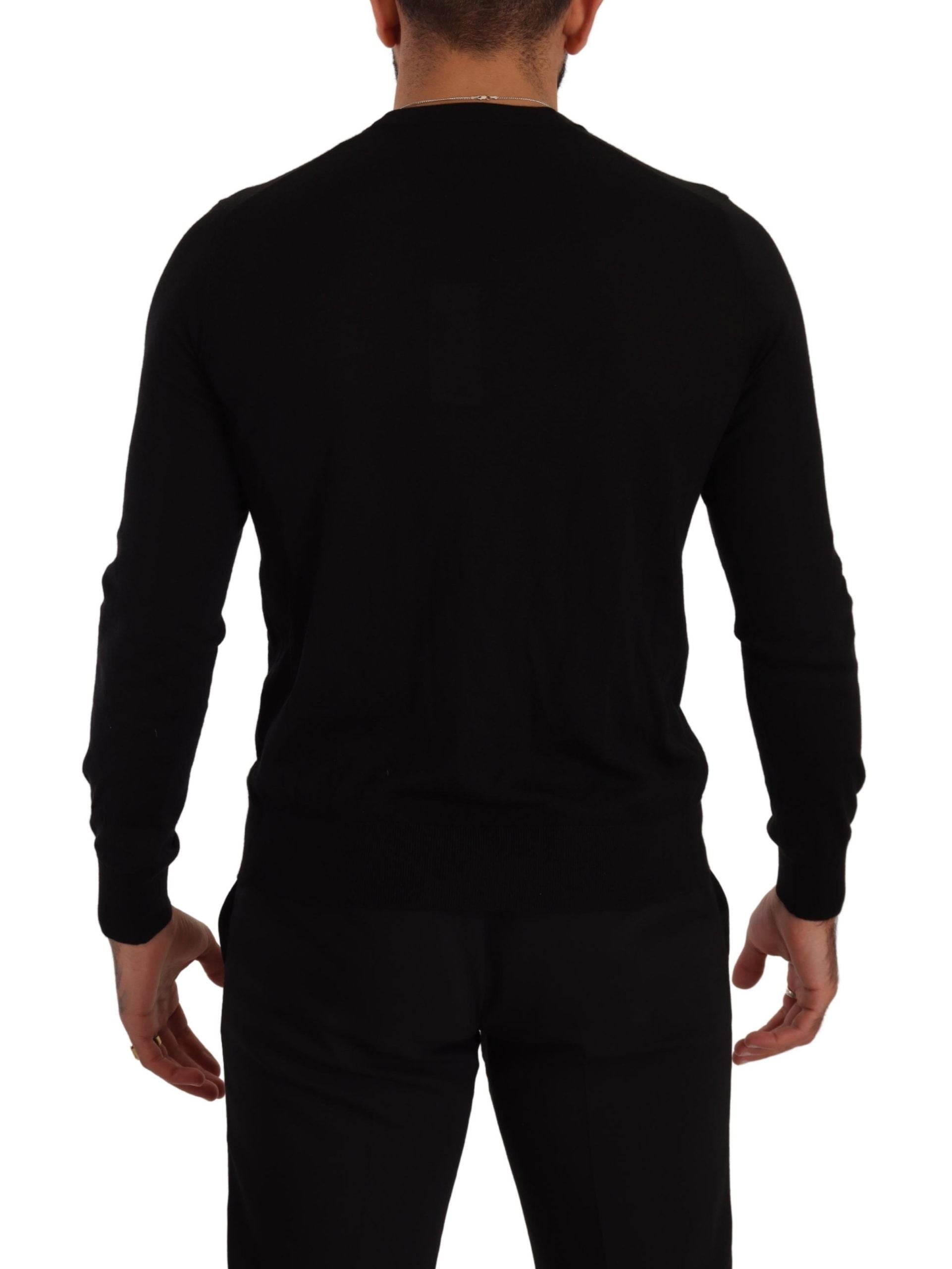 Schwarzer Kaschmir-Cardigan mit Knopfleiste