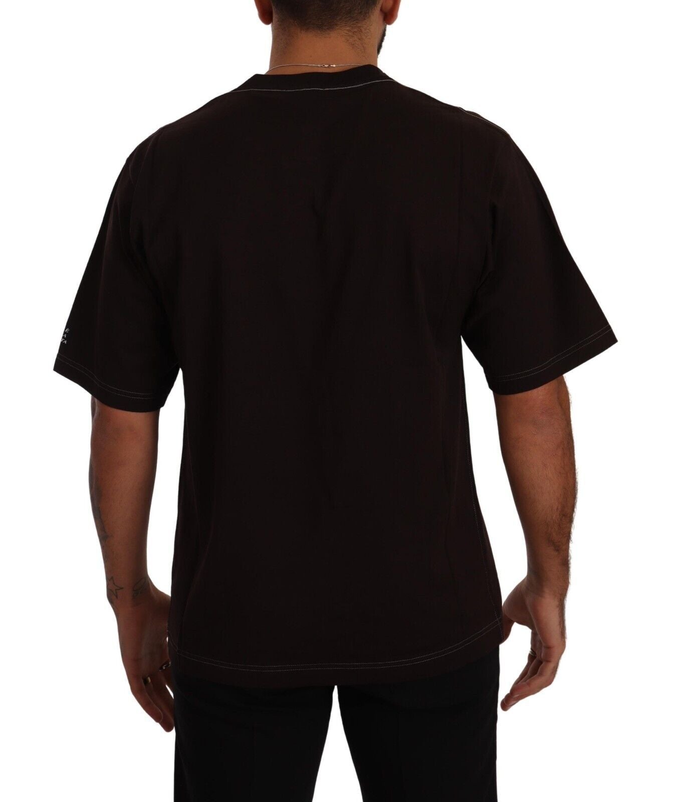 Bordeauxfarbenes T-Shirt mit Rundhalsausschnitt aus Baumwolle mit L-Amore-Print