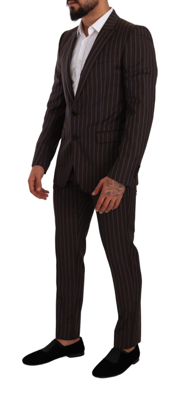 Bordeauxroter MARTINI gestreifter Slim Fit 2-teiliger Anzug
