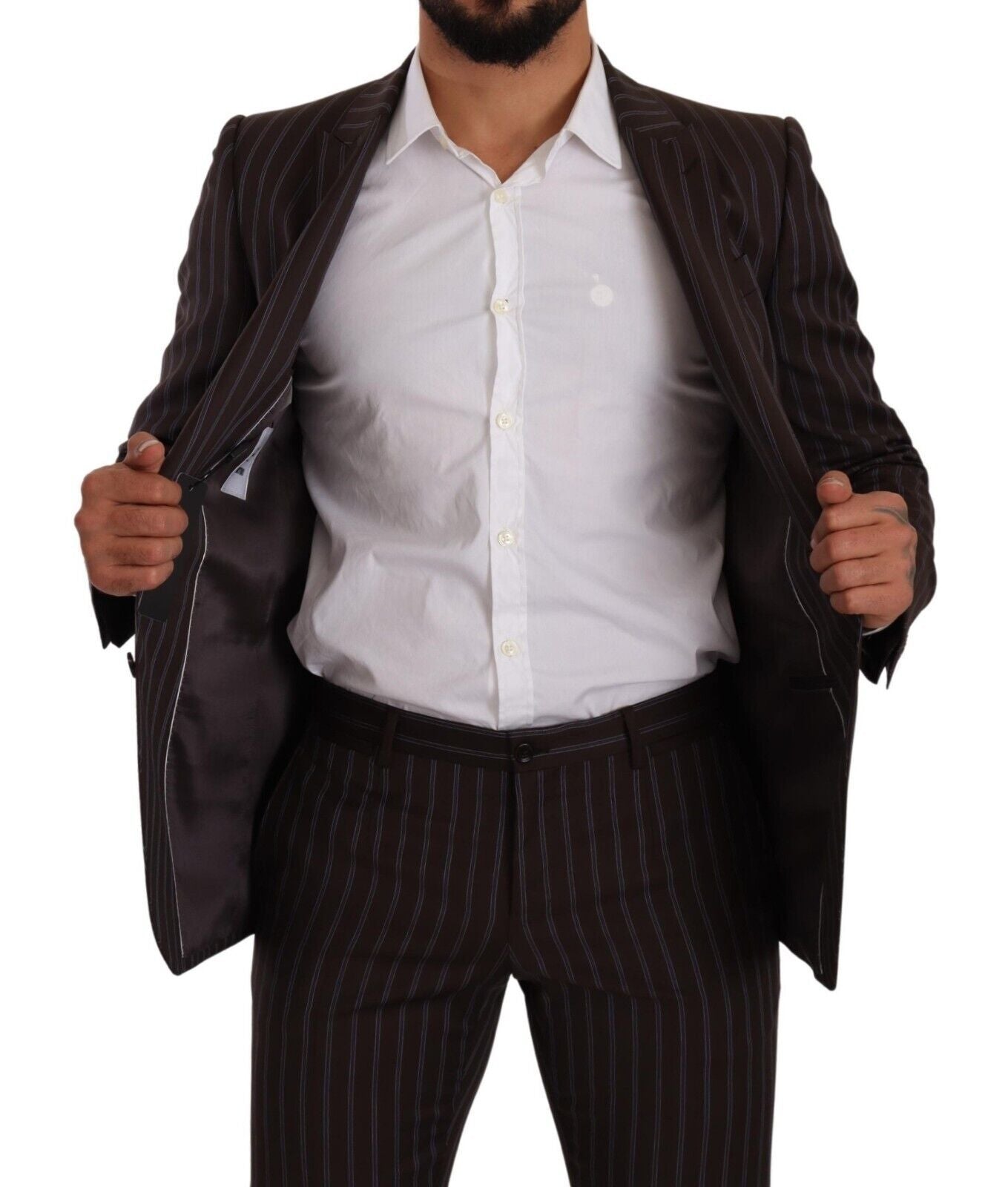 Bordeauxroter MARTINI gestreifter Slim Fit 2-teiliger Anzug