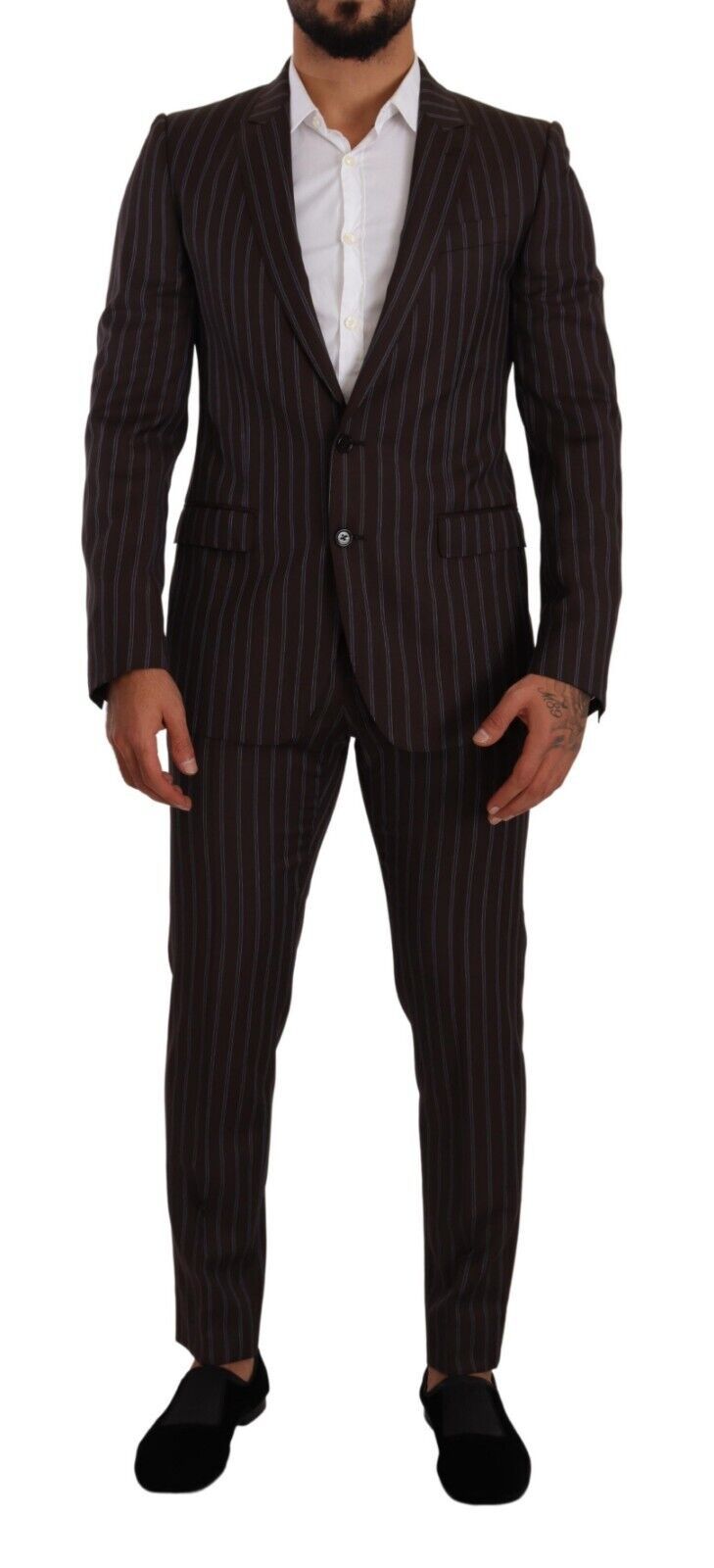 Bordeauxroter MARTINI gestreifter Slim Fit 2-teiliger Anzug