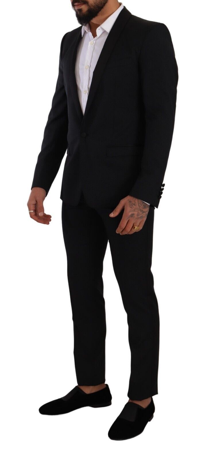 Schwarzer Fantasy GOLD Slim Fit Wollanzug, 2-teilig