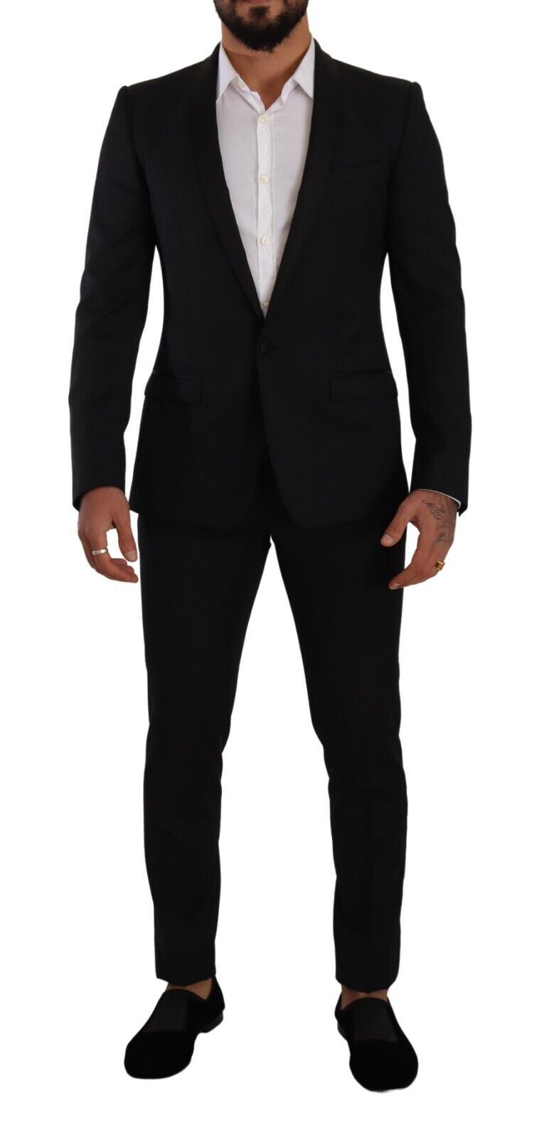 Schwarzer Fantasy GOLD Slim Fit Wollanzug, 2-teilig