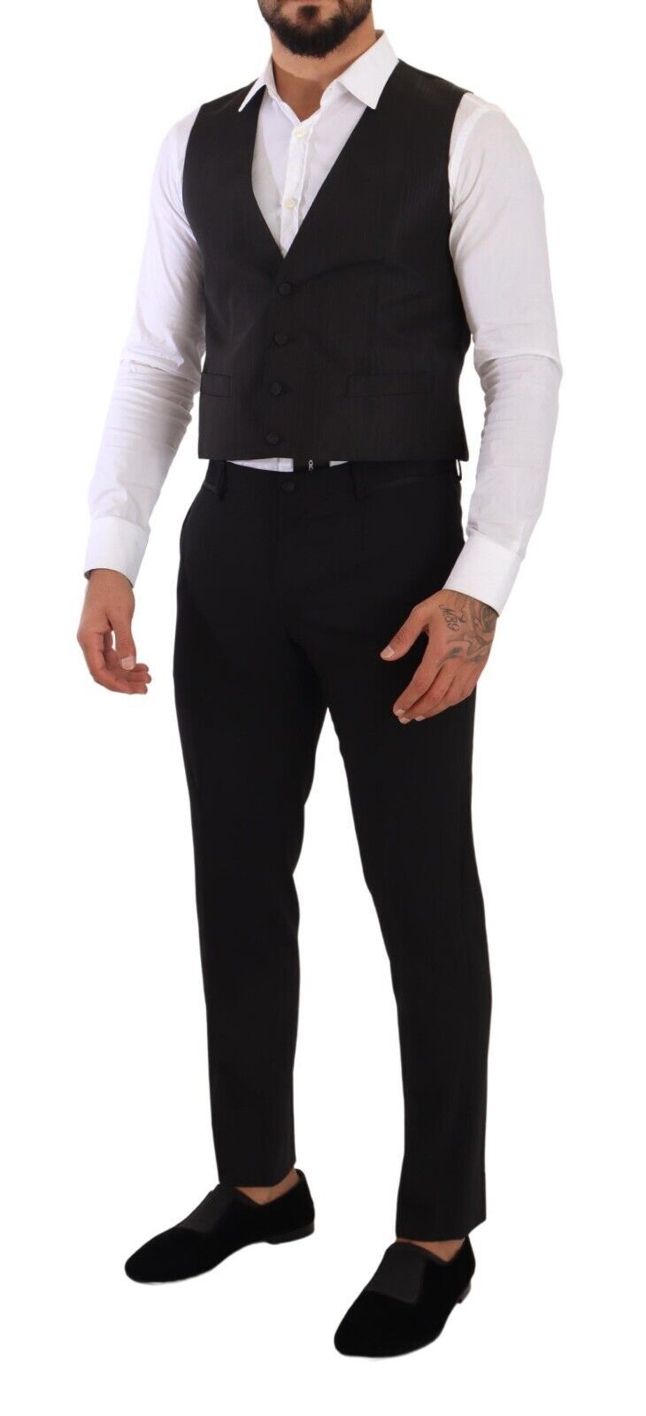 Graue Weste aus Seide im Slim Fit