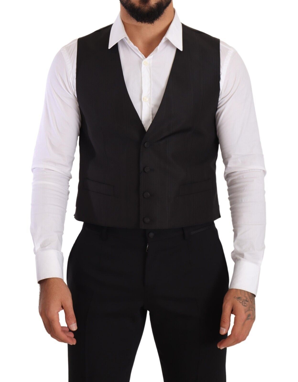 Graue Weste aus Seide im Slim Fit