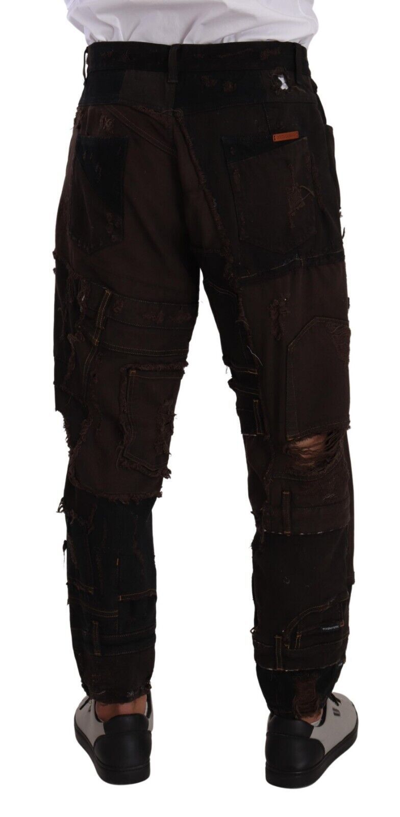 Braune Jeans aus Baumwolle im Used-Look im Regular-Denim