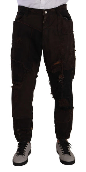 Braune Jeans aus Baumwolle im Used-Look im Regular-Denim