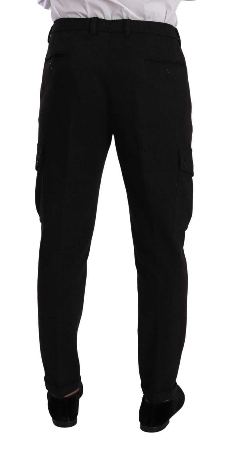 Schwarze Viskose Cargo Skinny Herrenhose