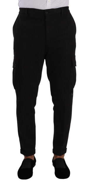Schwarze Viskose Cargo Skinny Herrenhose