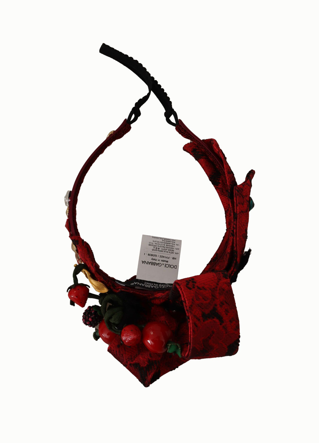 Kirschrotes Seiden-Kristallschleifen-Logo-Diadem-Tiara-Stirnband